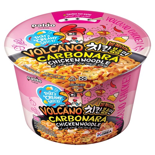 Paldo Volcano Carbonara Chicken Flavoured Korean Instant Noodle Bowl 105 g