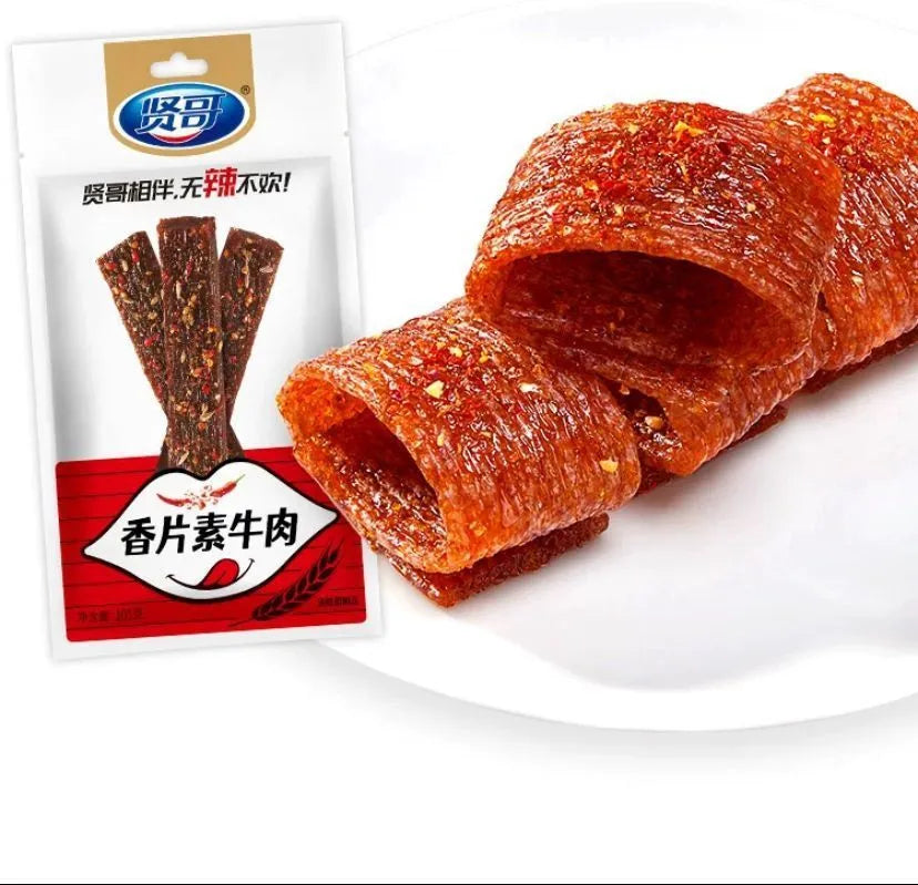 Pikantné sójové mäso s hovädzou príchuťou – čínsky snack zo sójového proteínu 101g