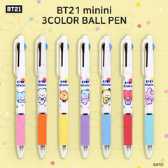 BTS BT21 minini 3 Color Ball Pen - Official