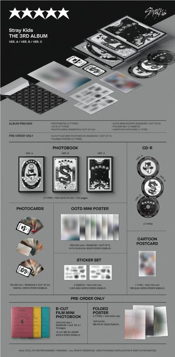 Stray Kids The 3rd Album - FIVE STAR (3 versions)